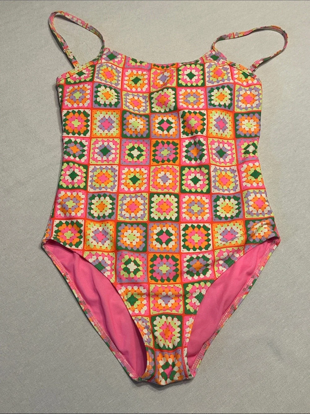 Pink Lily Women One-Piece Swimsuit in Pink, Green, Orange, Yellow